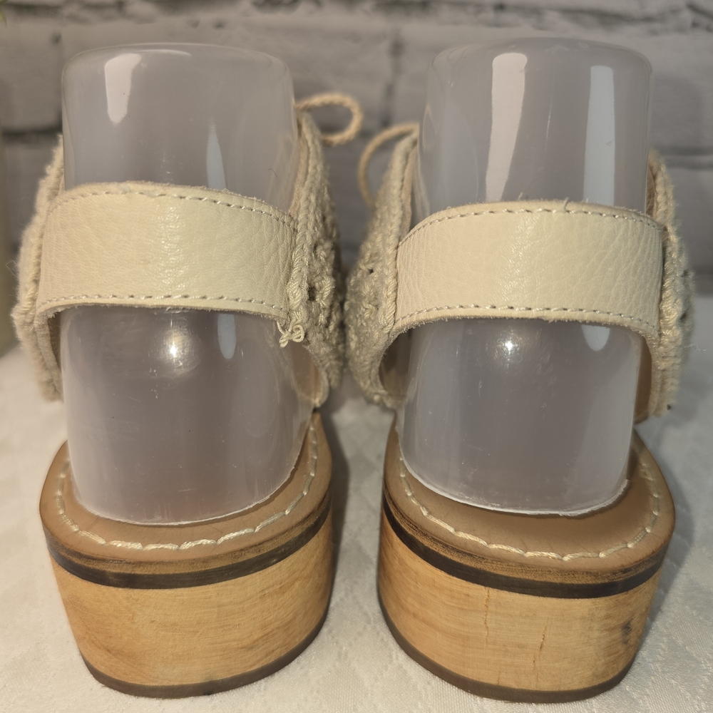 LATIGO SANDAL CROCHETED ANKLE STRAPS LEATHE TOE STRAP CREAM COLOR WOMENS 7 - Picture 8 of 9